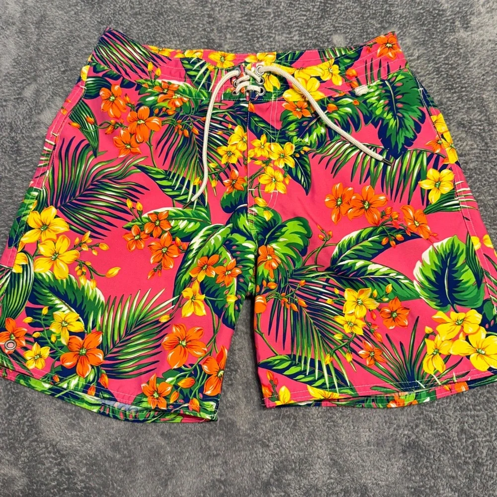 Polo Ralph Lauren Men's Hawaiian Floral‎ Swim Shorts Size 32 Pink Green Yellow